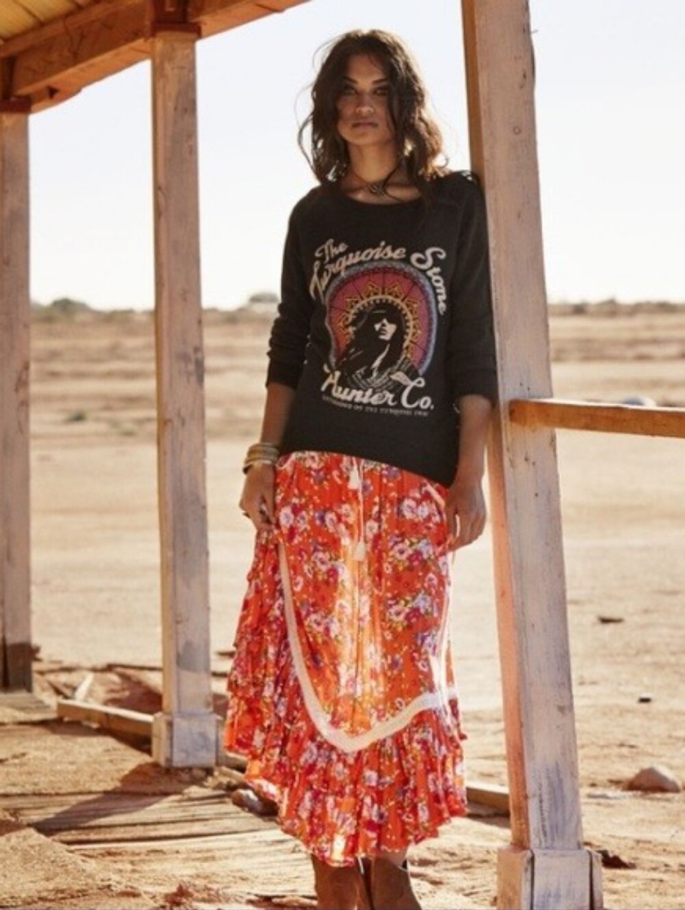 Spell Revolver Kerchief Midi Skirt SZ S 🧡